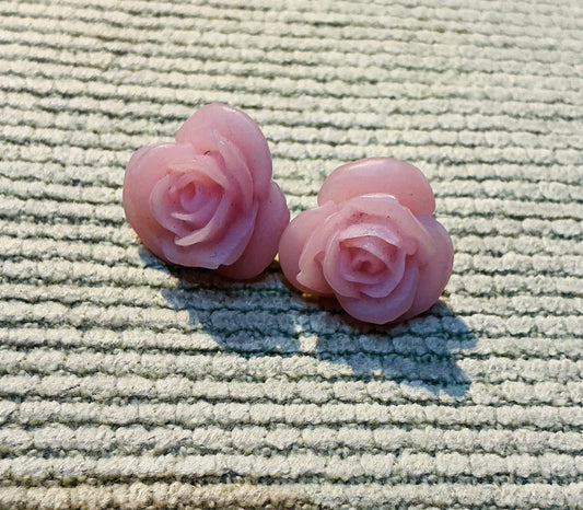 Pink Rose Resin Earrings