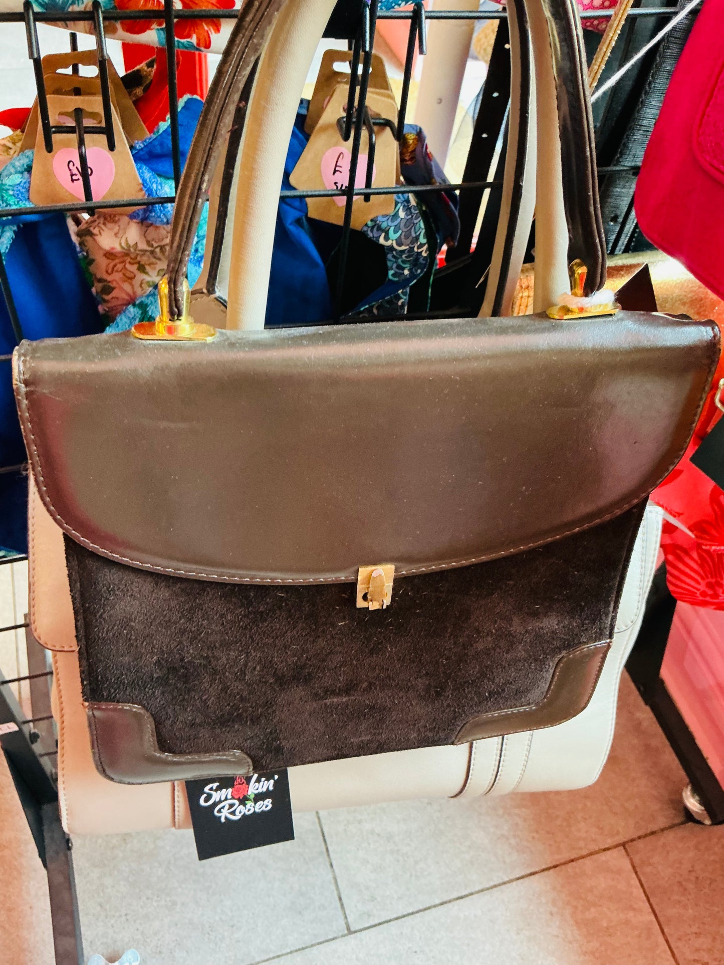 1970s Vintage Jane Shilton Brown Suede Handbag