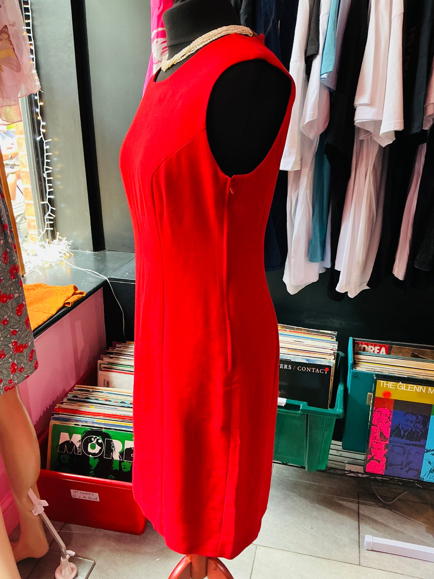 1980s Vintage Mani by Armani Red Pencil Dress