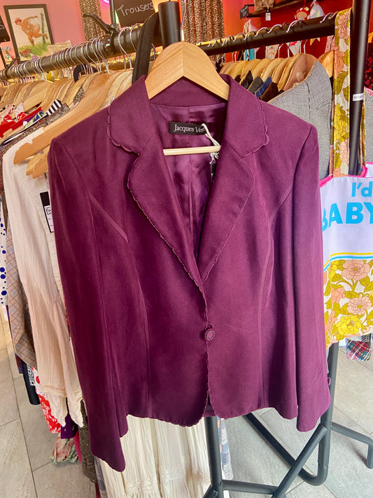 1980’s Purple Velvet Jacket with Rainbow Bead Detailing