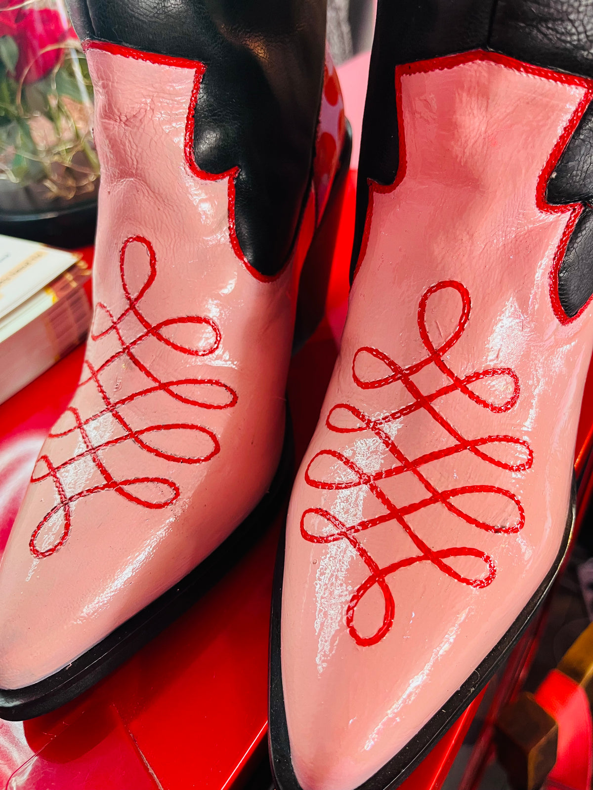 Hand painted Upcycled Knee High Cowboy Boots