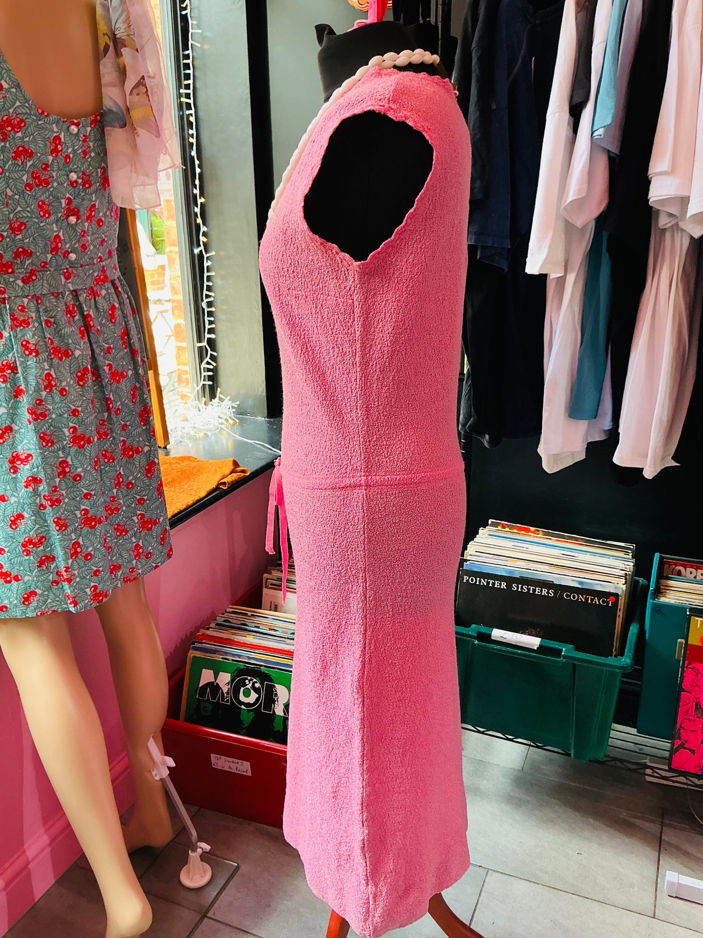 1960s Vintage Susan Small Pink Towelling Style Dress