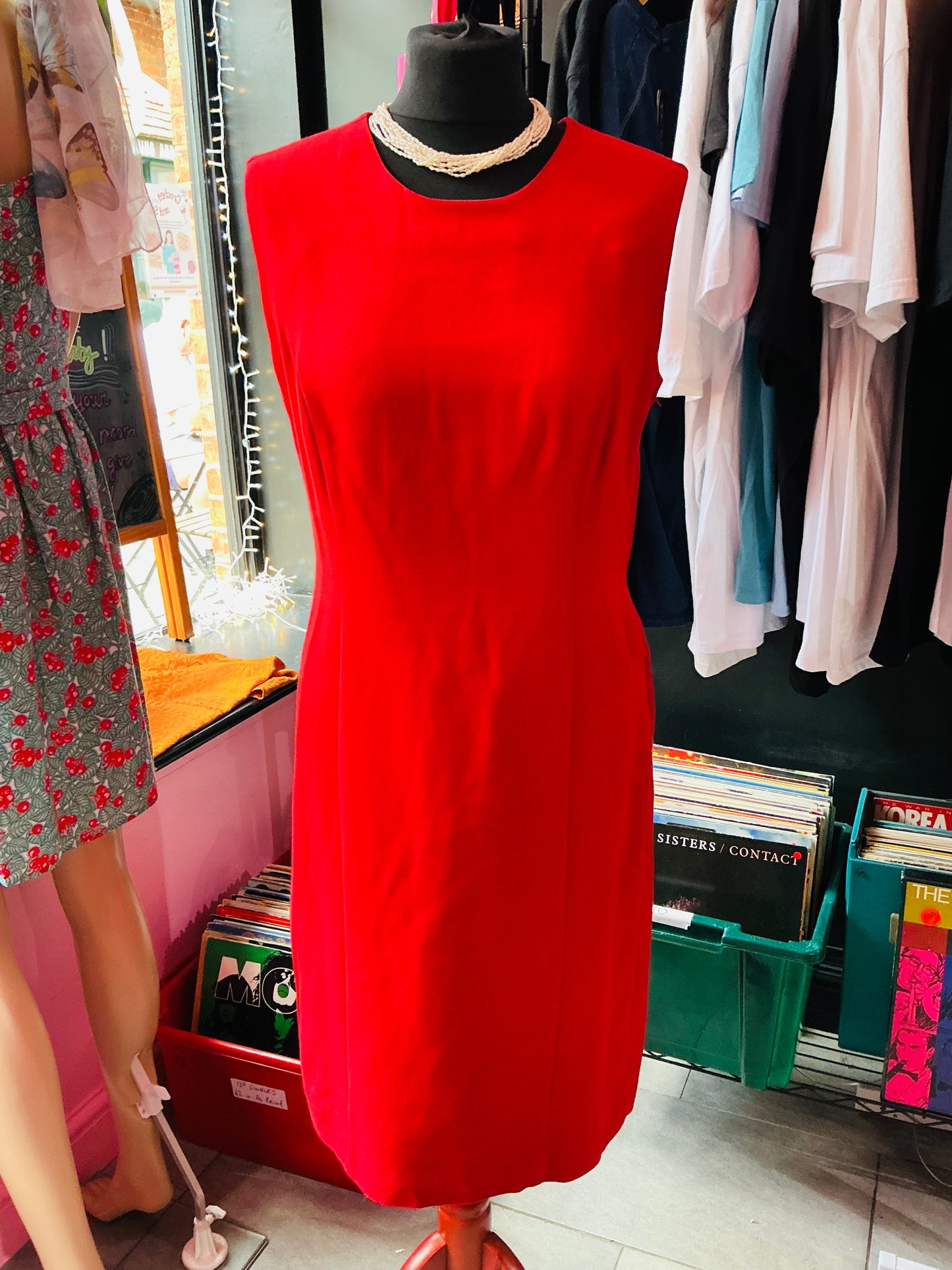 1980s Vintage Mani by Armani Red Pencil Dress