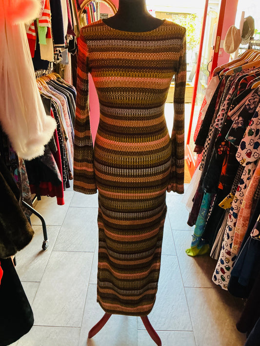 Urban Outfitters Autumnal Coloured Striped Maxi Dress 
