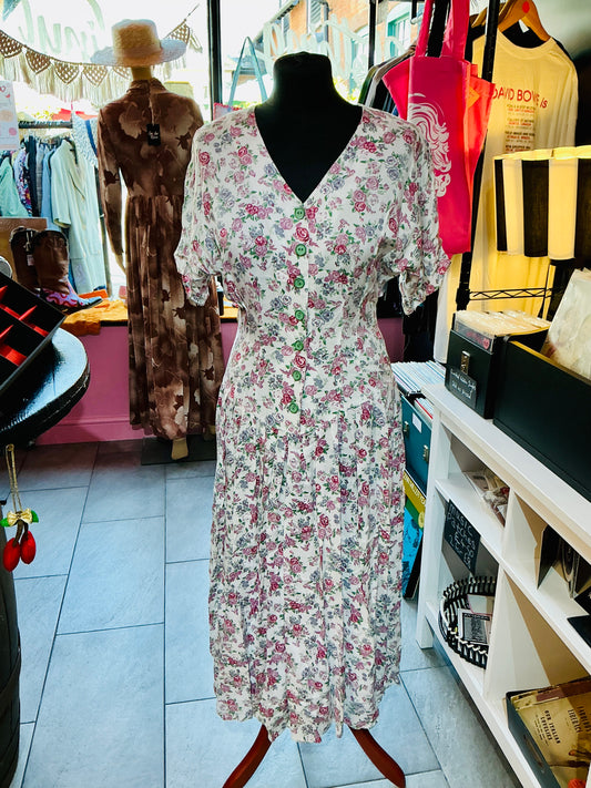 1980s Vintage Rose Floral Dorothy Perkins Dress