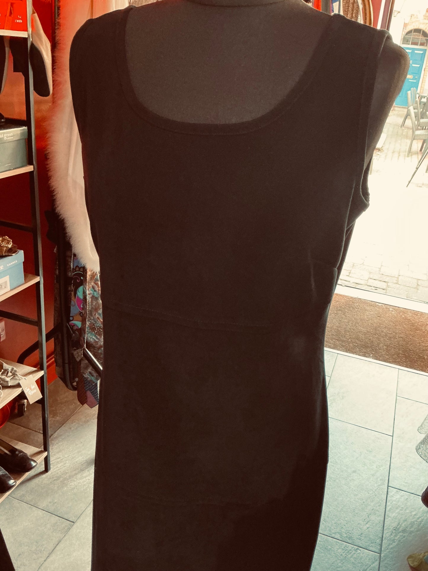 1990s Next Black Suede Style Sleeveless Maxi Dess