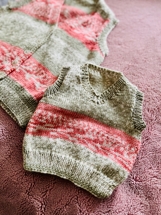 Mini me Matching Hand Knitted Vest