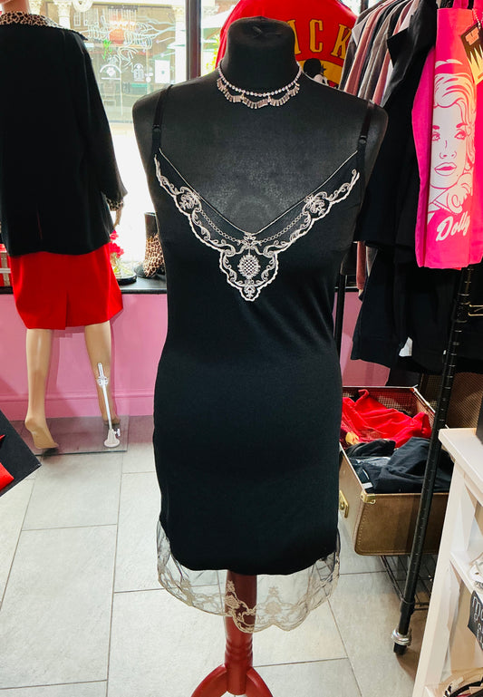 1990s Vintage Black Strappy Dress