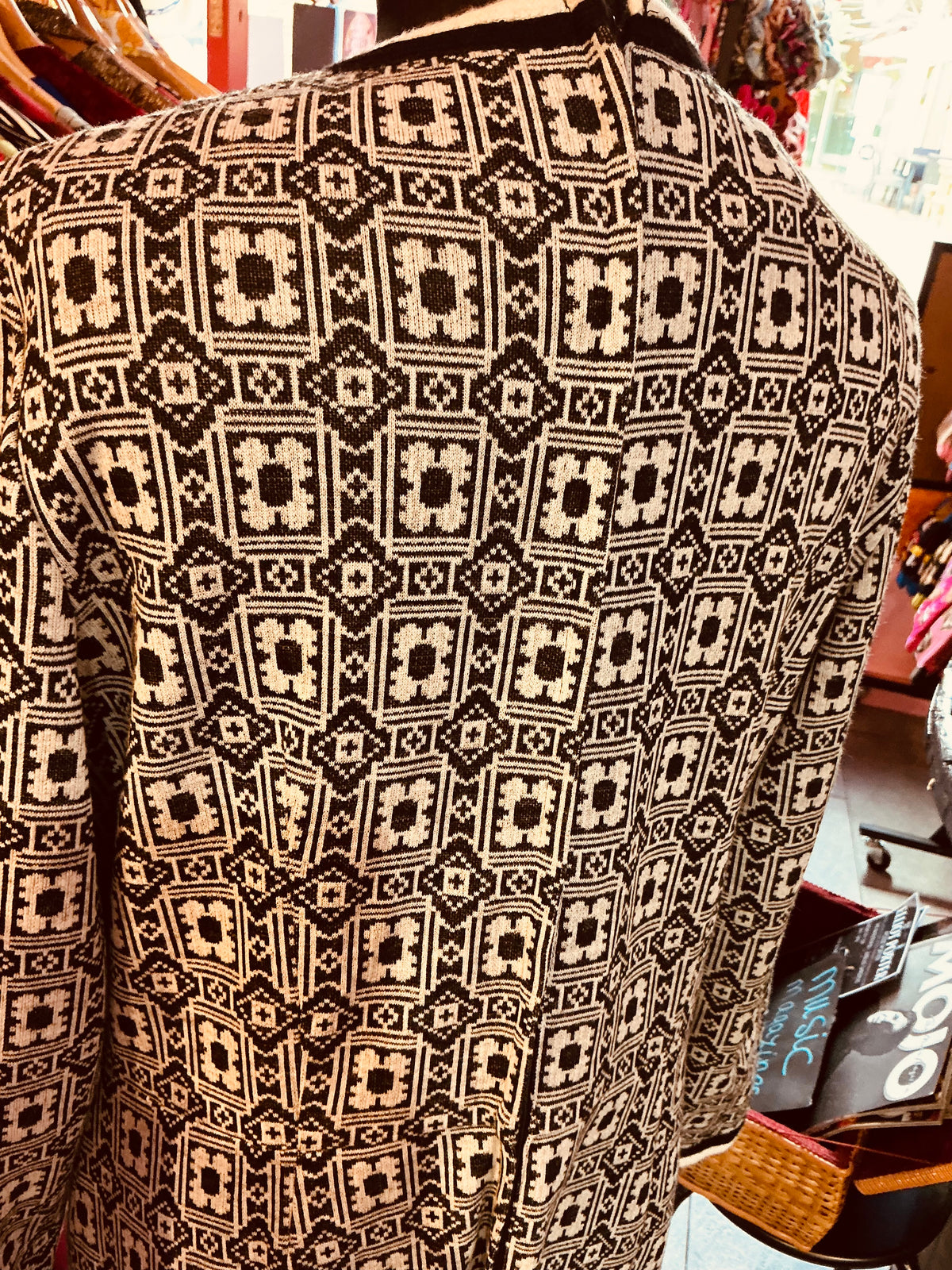 1960s Vintage Berkertex Black and White Button up Daisy Design Dress