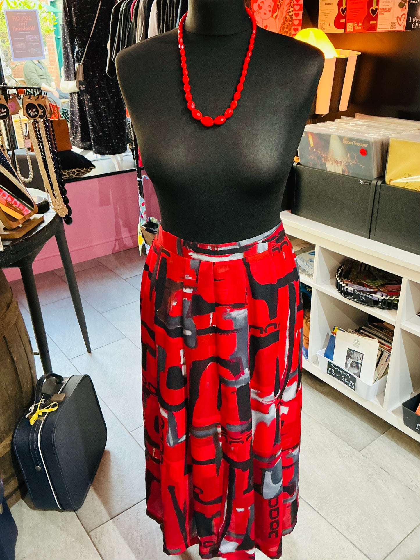 Vintage Jacques Vert Red & Black Skirt