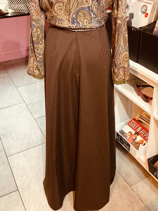 1970s Vintage Brown Maxi Skirt