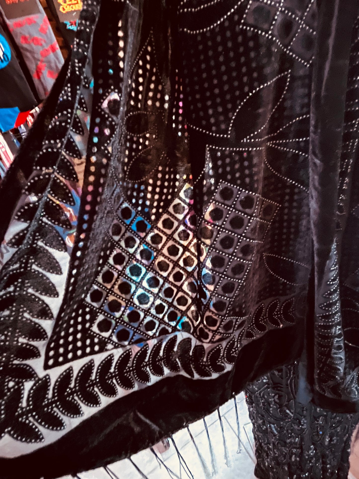 Silk mix Black Patterned Scarf