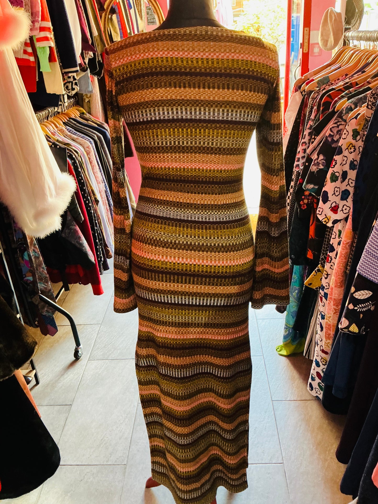 Urban Outfitters Autumnal Coloured Striped Maxi Dress