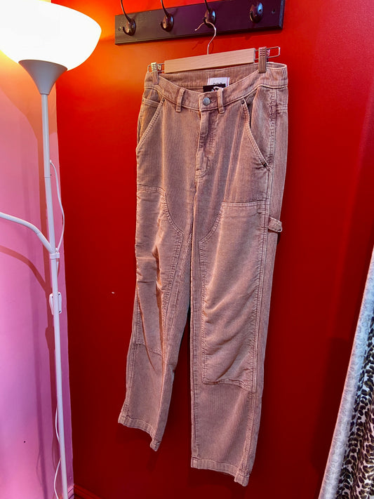 Beige Corduroy Trousers with Cargo Style Pockets