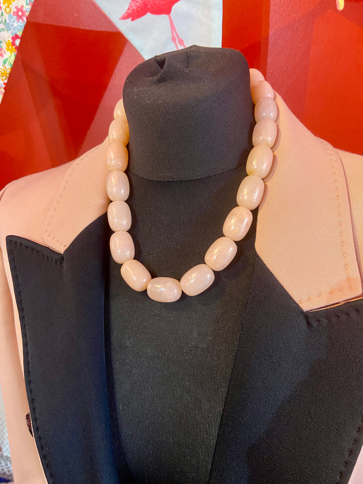 Baby Pink Chunky 1960s Lucite Necklace
