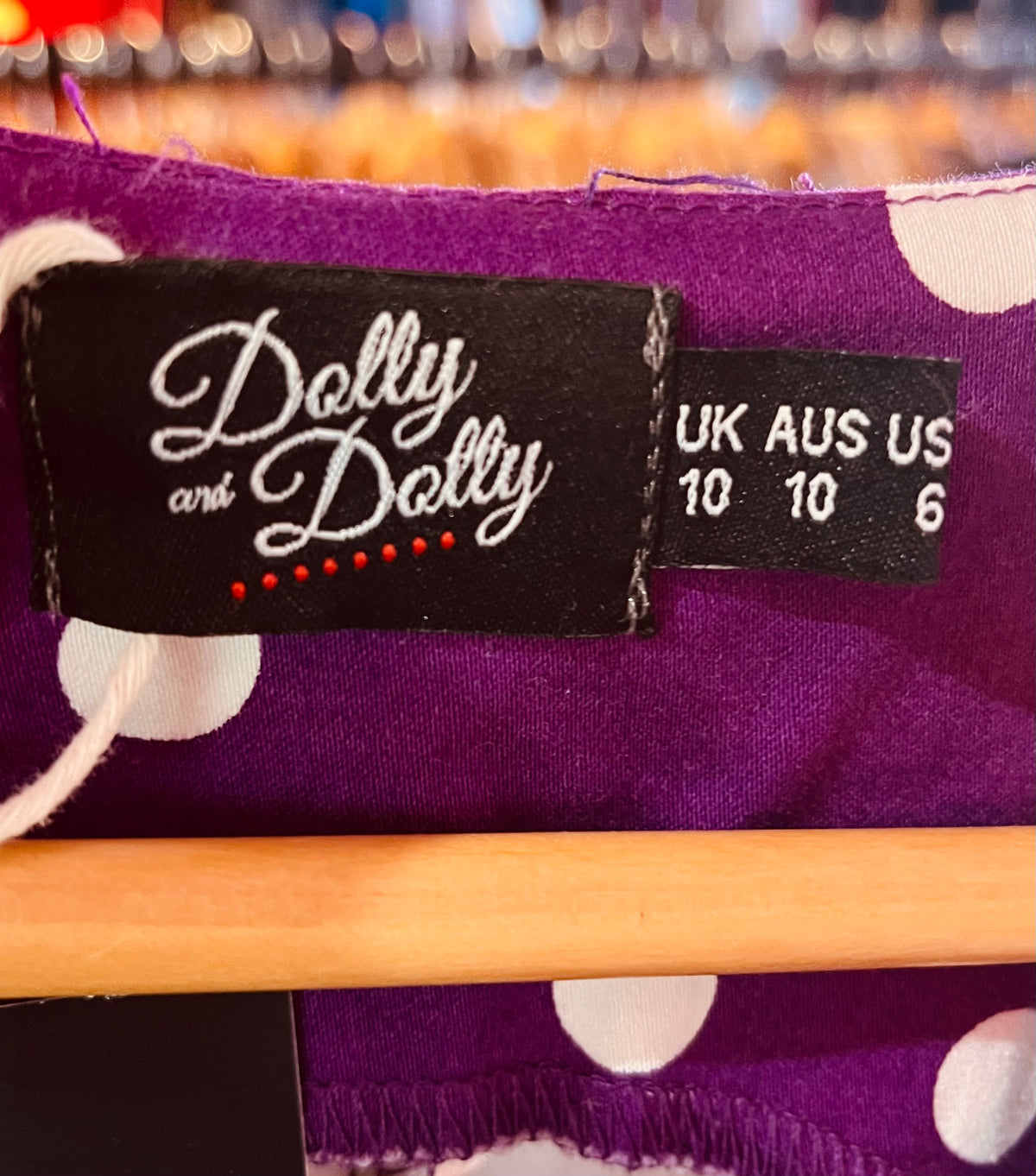 1950s Style Purple and White Polka Dot Dolly and Dotty Swing Dress