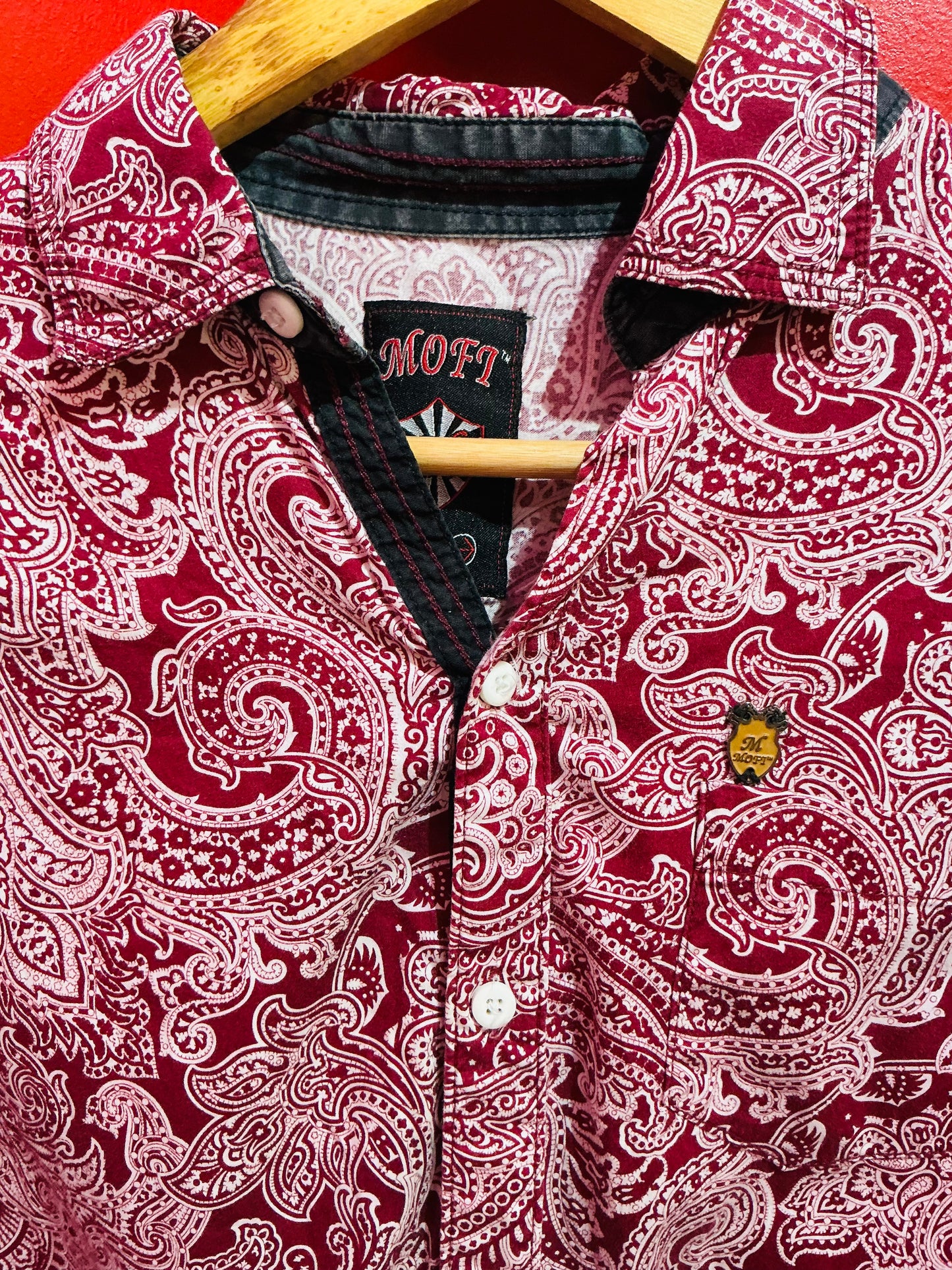 Burgundy Paisley 70s Shirt