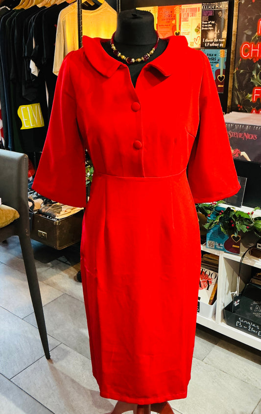 Banned Retro Red Lipstick Pencil Dress