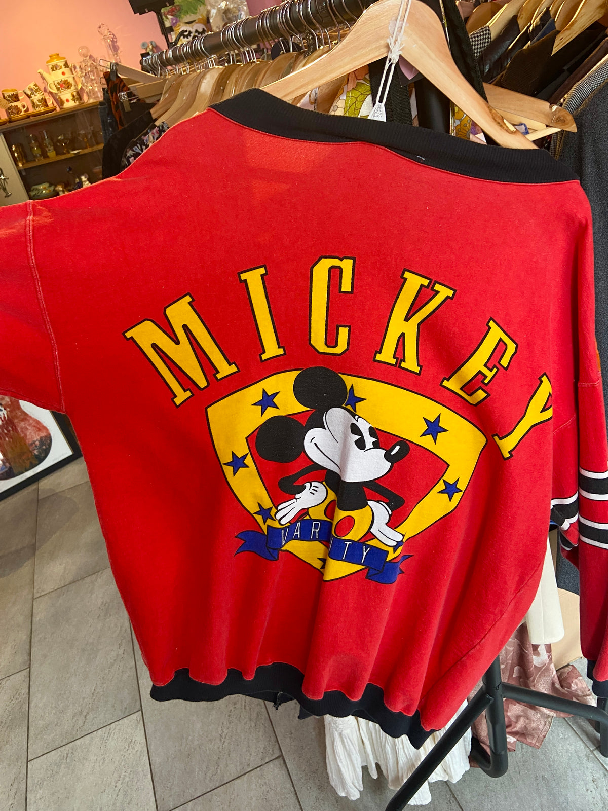 Red Varsity Style Mickey Mouse Cardigan