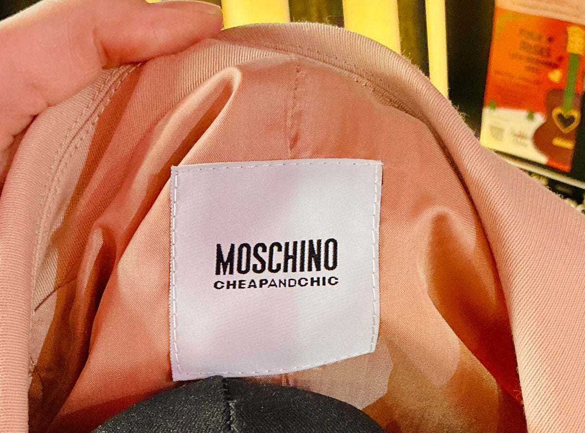 Moschino pale pink / black designer blazer jacket