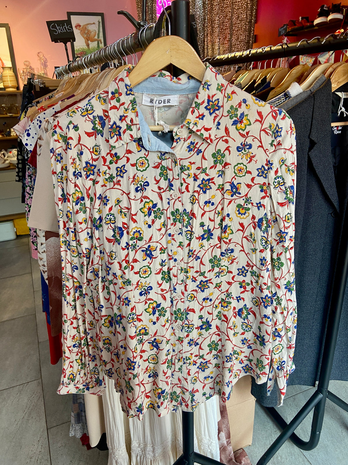90s Vintage Floral Button Up Shirt