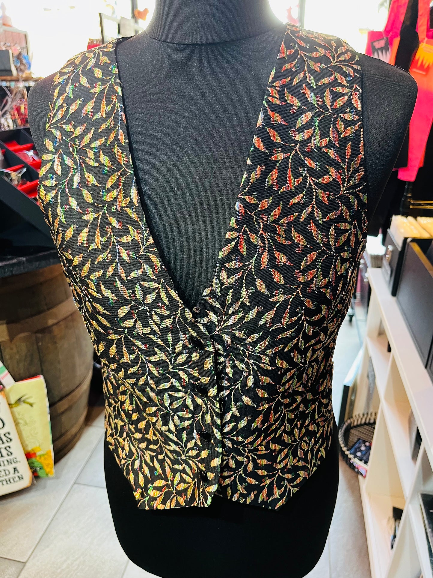 1960s Vintage Marion Donaldson Shiny Leaves Waistcoat