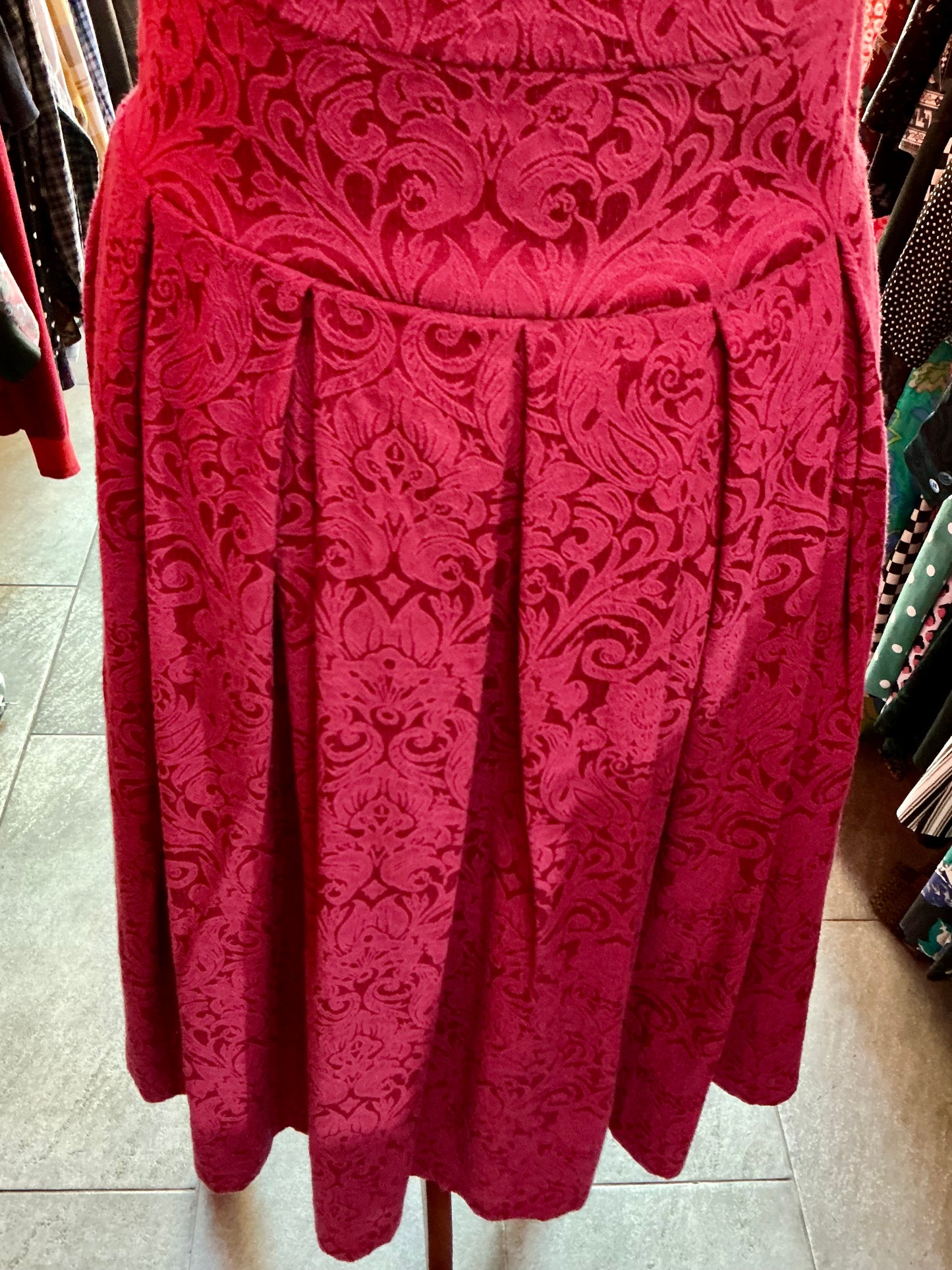 Fuchsia Pink Brocade Embroidered Lindy Bop A-line Dress