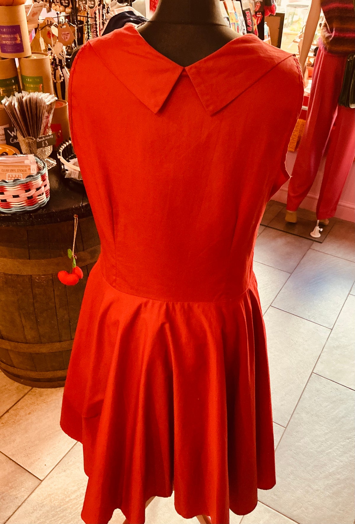 Deep Red 50s Style Black Butterfly Swing Dress