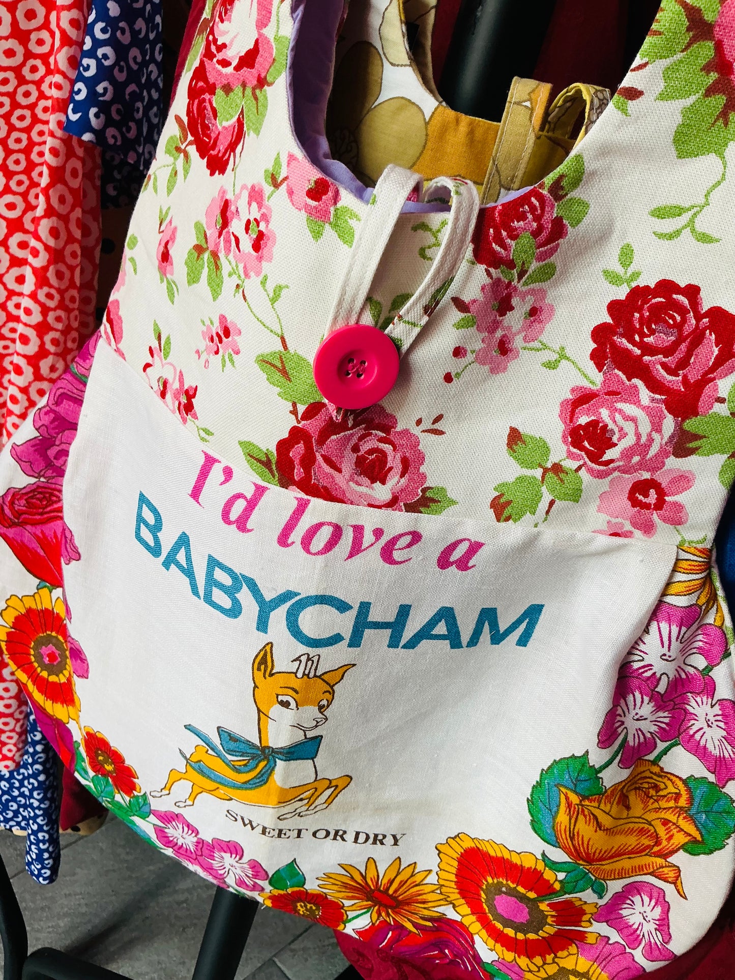 Handmade “I’d Love a Babycham” Handbag