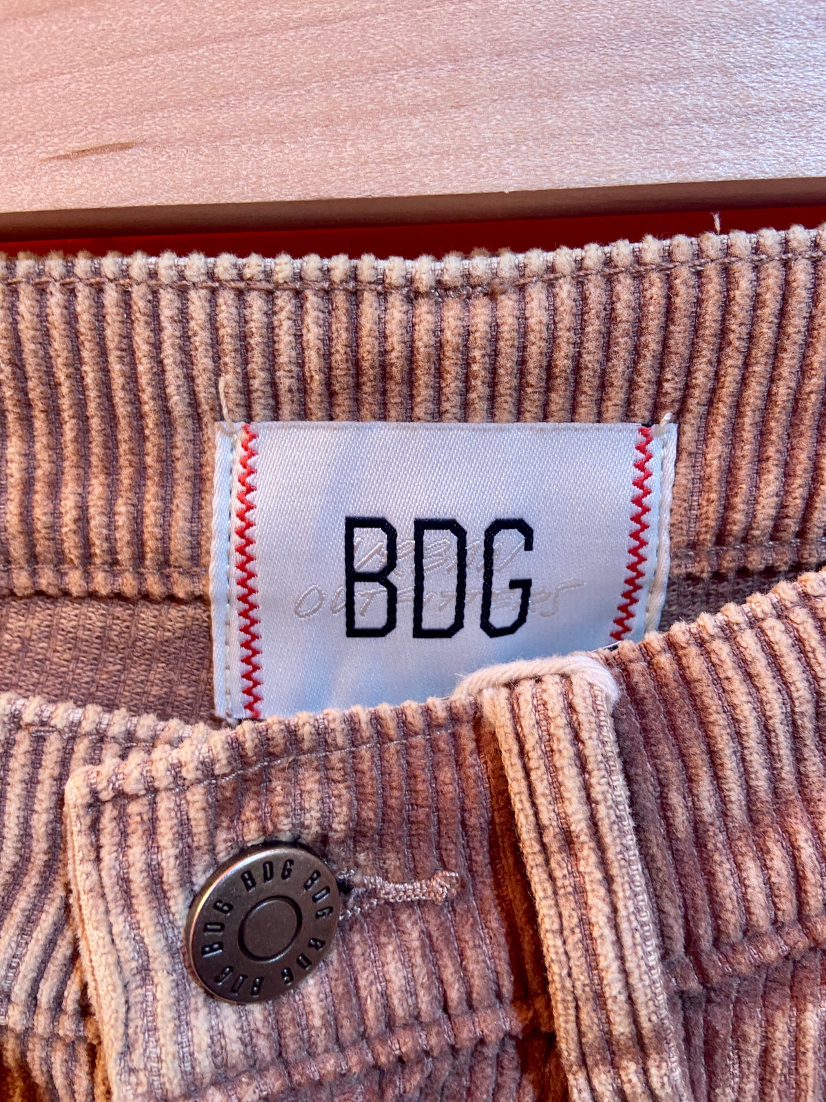 Beige Corduroy Trousers with Cargo Style Pockets