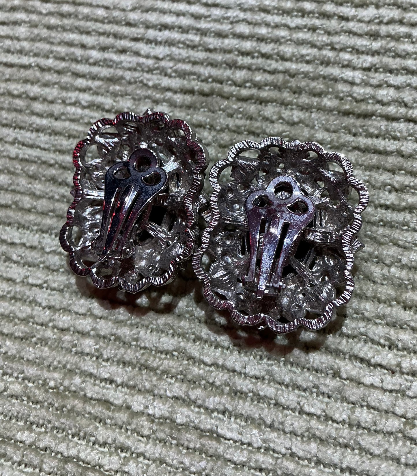 1980s Vintage Large Stone Clip on Earrings
