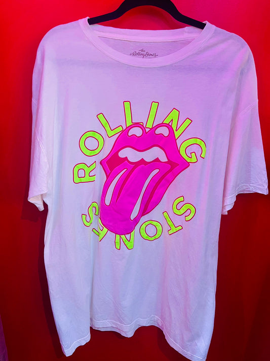 Pink Neon Rolling Stones Band Top