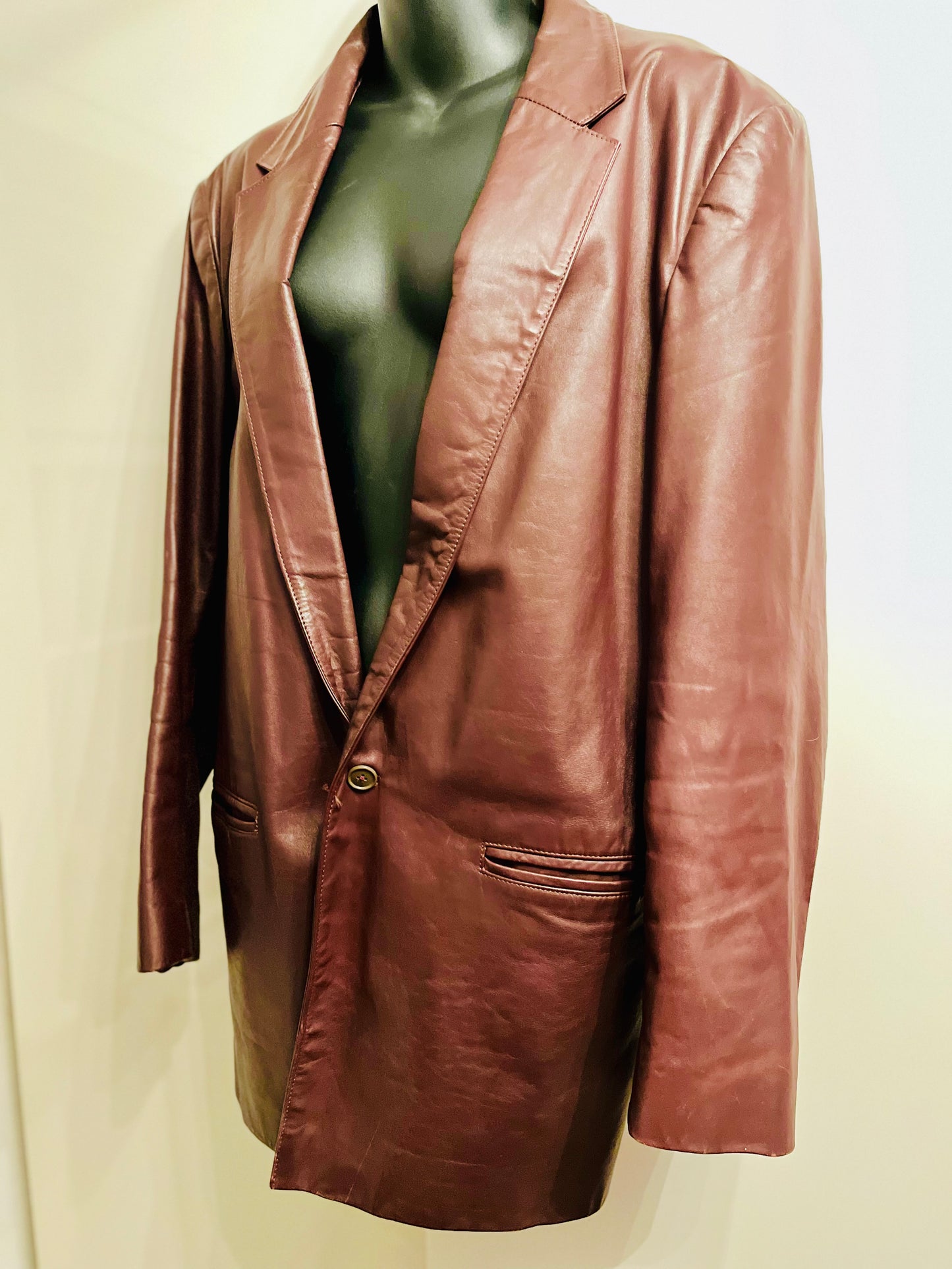 1970s Vintage Brown Leather Jacket- Size L