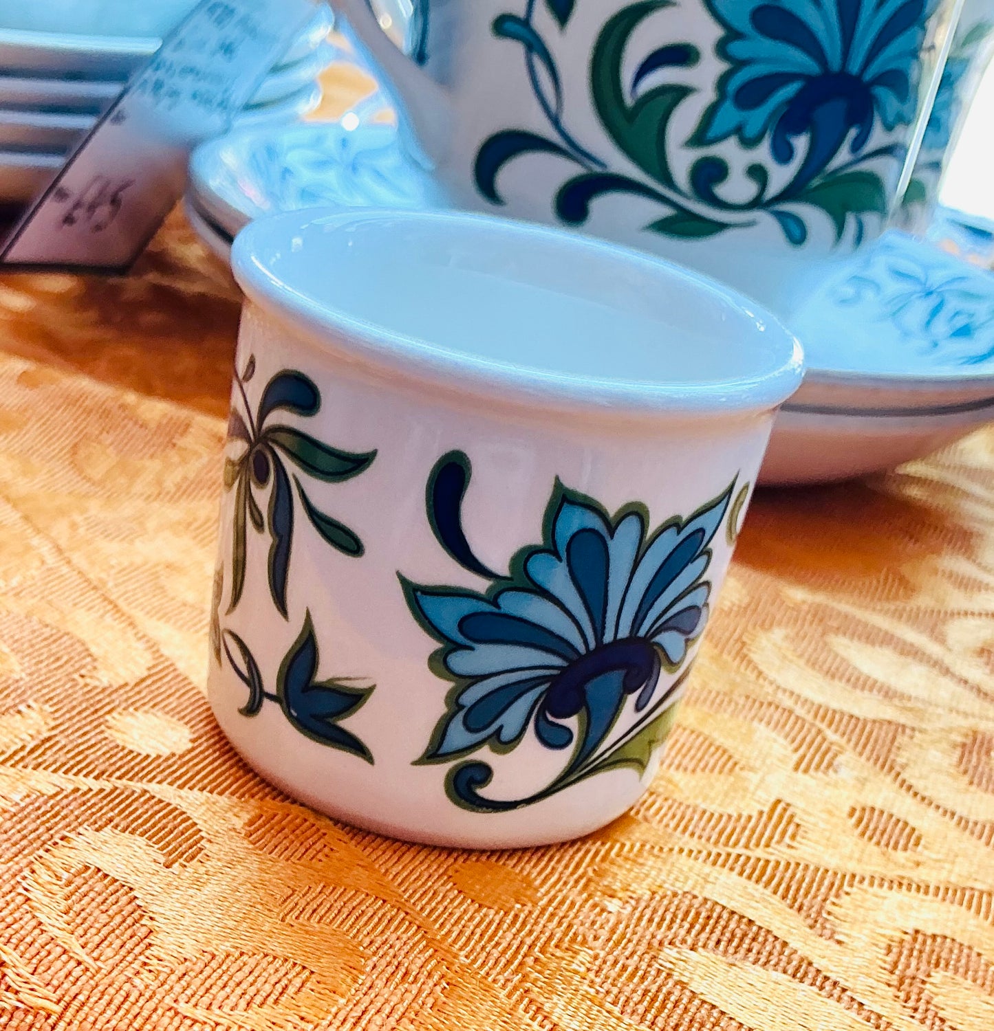 1970s Midwinter Blue Floral Tea Cup and Saucer Set