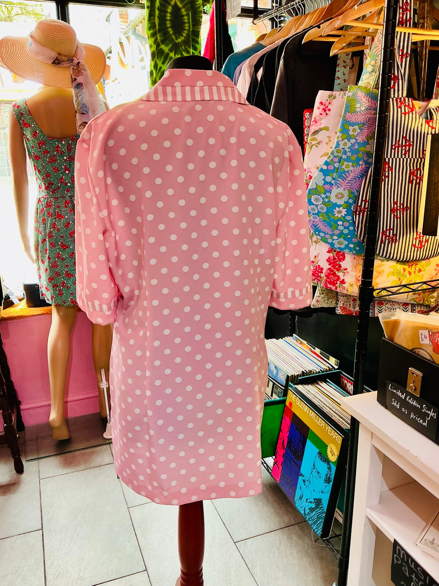 1980s Vintage Nicki Ferrari Pink Polka Dot Mini Dress