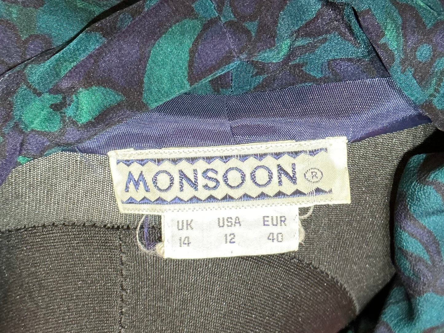 1970s Monsoon Silk Turquoise Paisley Blouse and Skirt Set