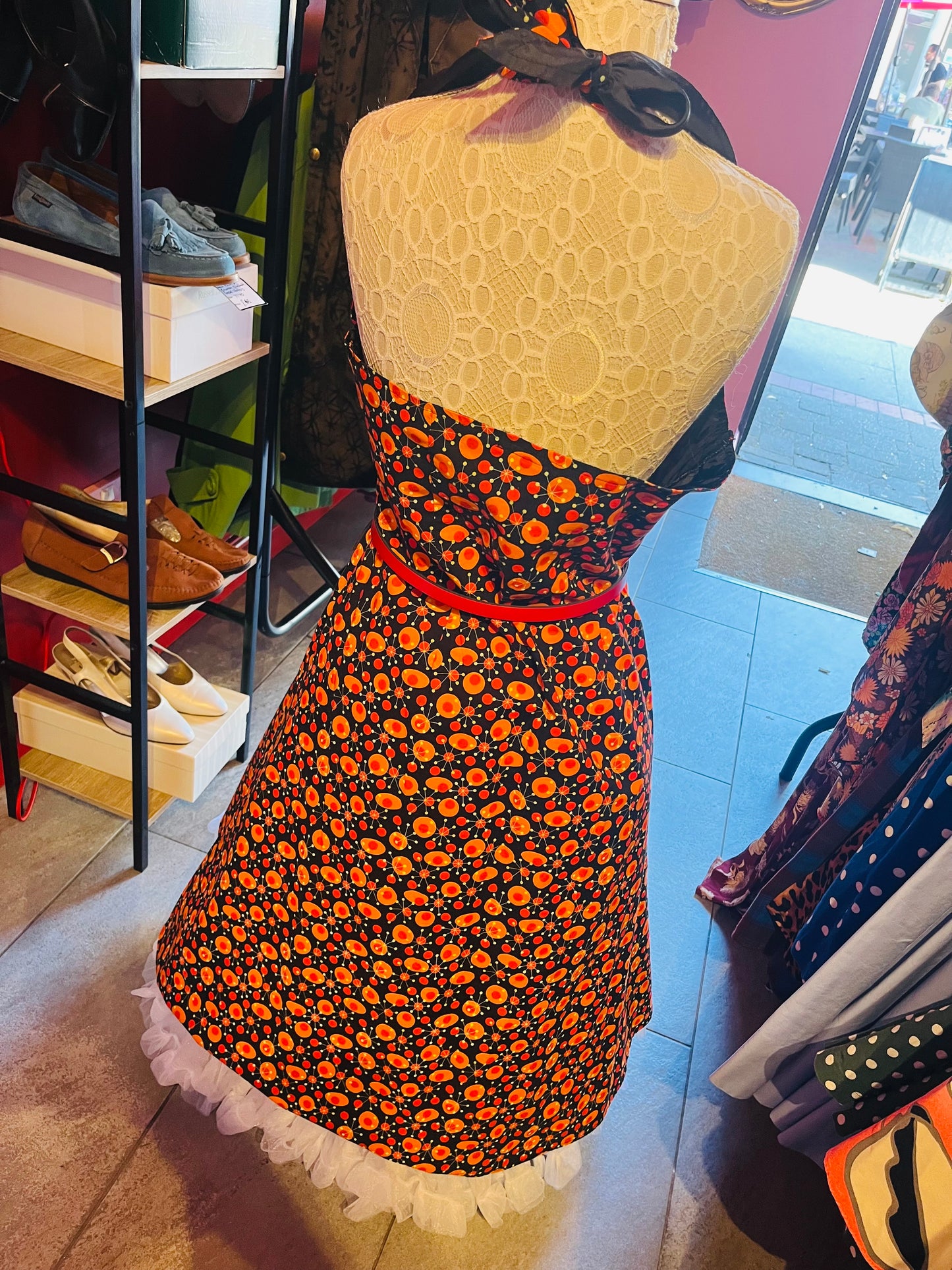 1960s Vintage Get Cutie Retro Patterned Swing Dress
