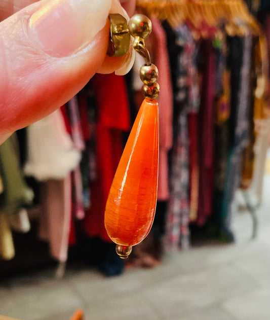 Orange Resin Ombré Droop Earrings
