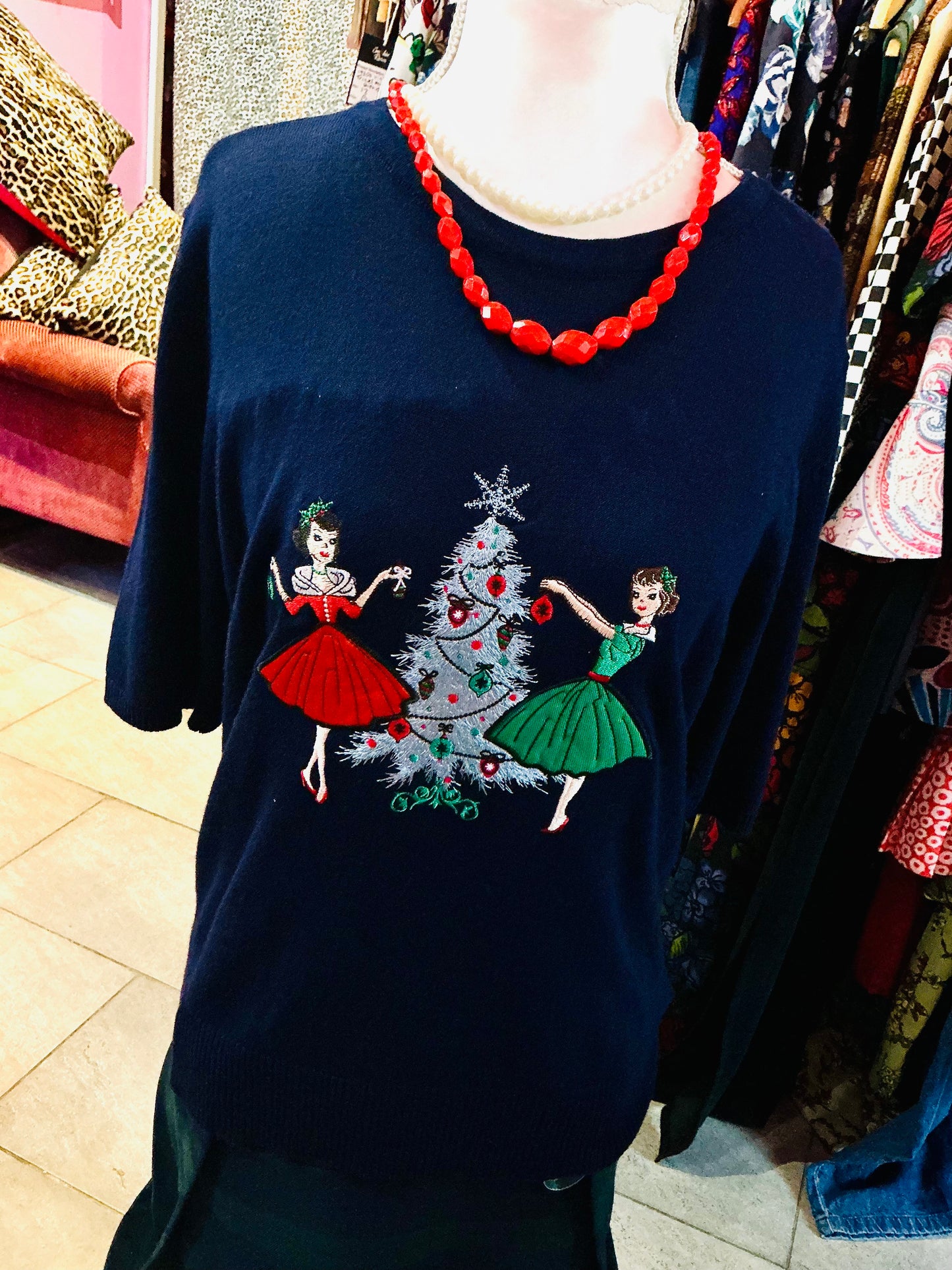 A Vintage Christmas Navy Banned Retro Christmas Jumper