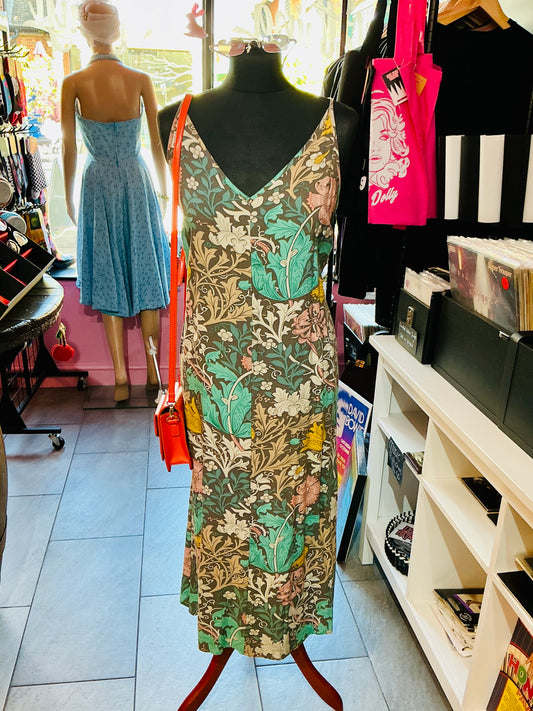 70s Boho Style William Morris Fabric Long Dress