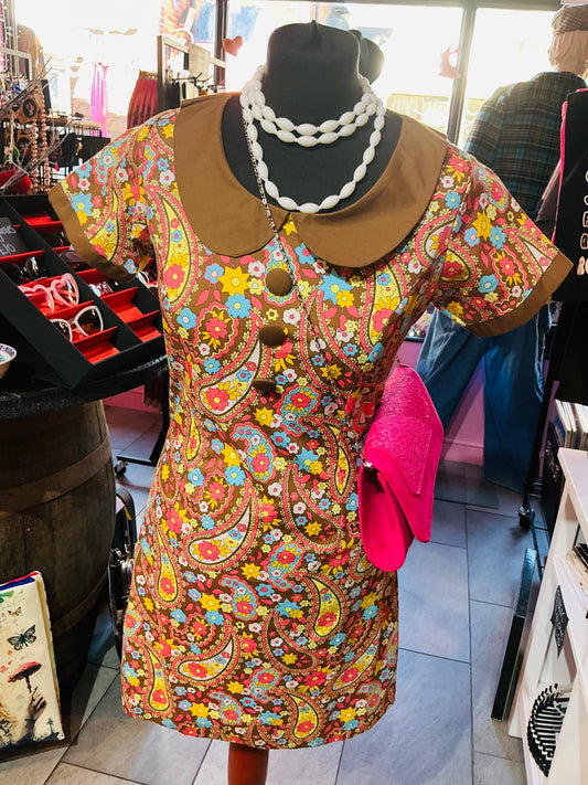 1960s Mod Style Madcap Retro Paisley Shift Dress