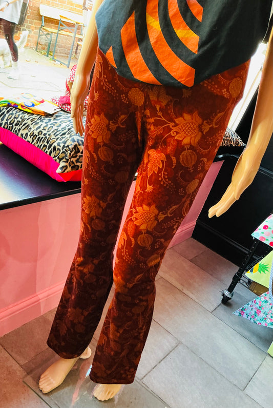 Urban Renewal Autumnal Brocade Patterned Velvet Flared Trousers 