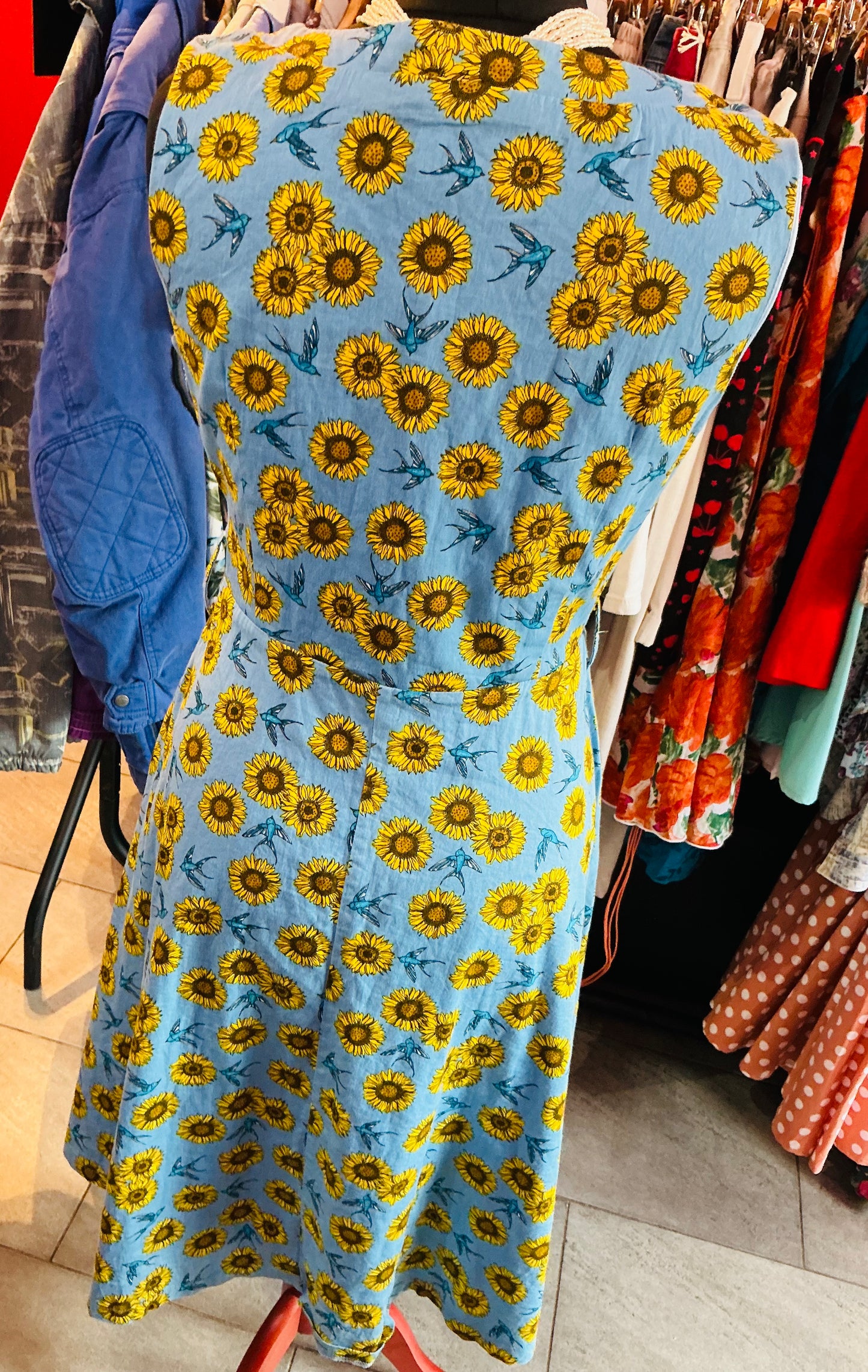 1950s Style Sunflowers and Swallows Lindy Bop Swing Dress