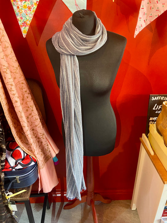 Vintage Muted Blue Striped Scarf