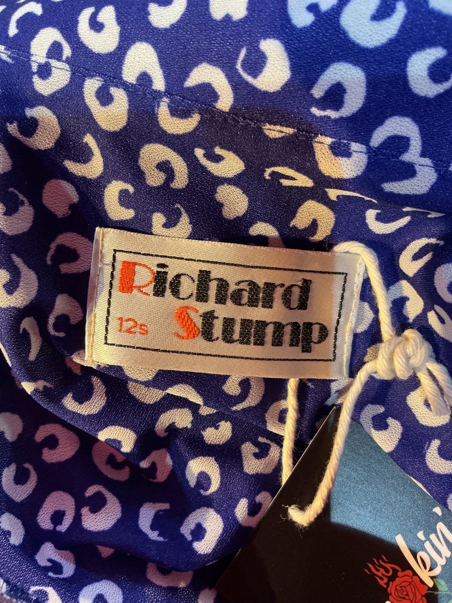 1980s Vintage Richard Stump Blue Tea Dress with Belt