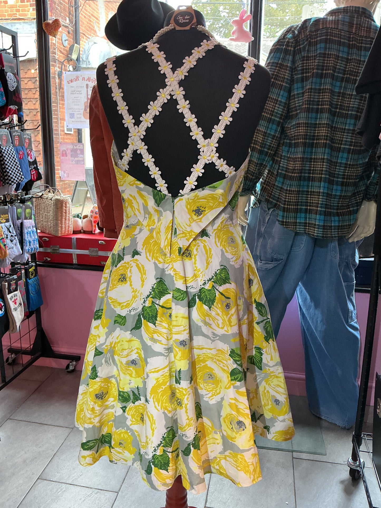 1950s Vintage Horrockses Yellow Rose Swing Dress