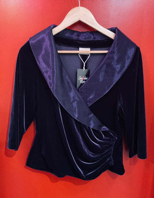 1980s Vintage Minuet Purple Velvet Blouse