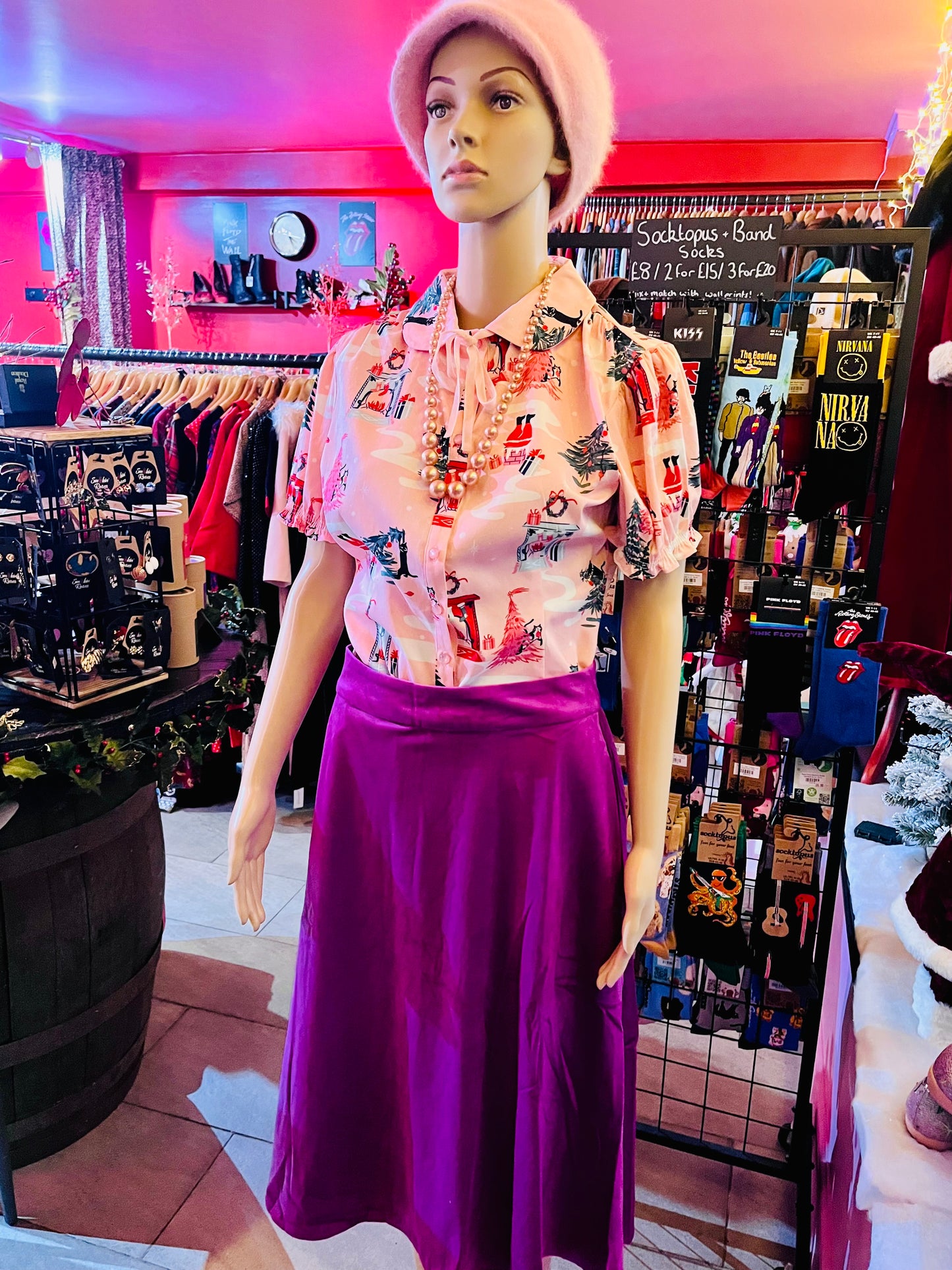 Banned Apparel Purple Velvet Swing Skirt