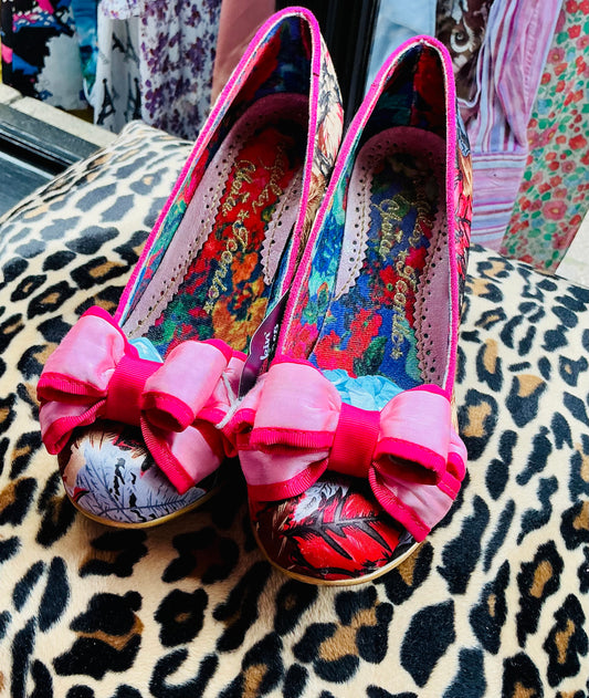 Irregular Choice Pink Glittery Bow Kitten Heels