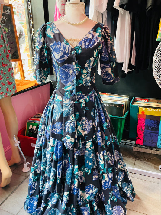 1940s Style Laura Ashley Floral Midi Dress